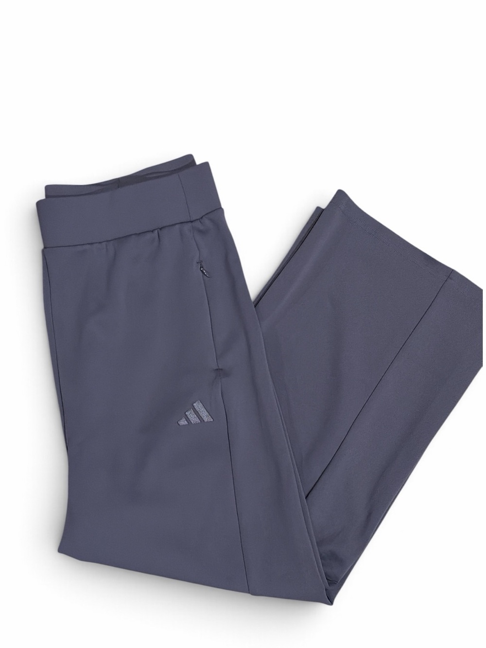 Adidas Wide Leg Sweatpants Womens XL Gray Waistband Zip Pocket Stretch